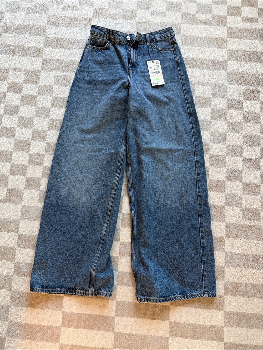 Zara Wide-Leg High-Rise Jeans - Medium Blue Wash